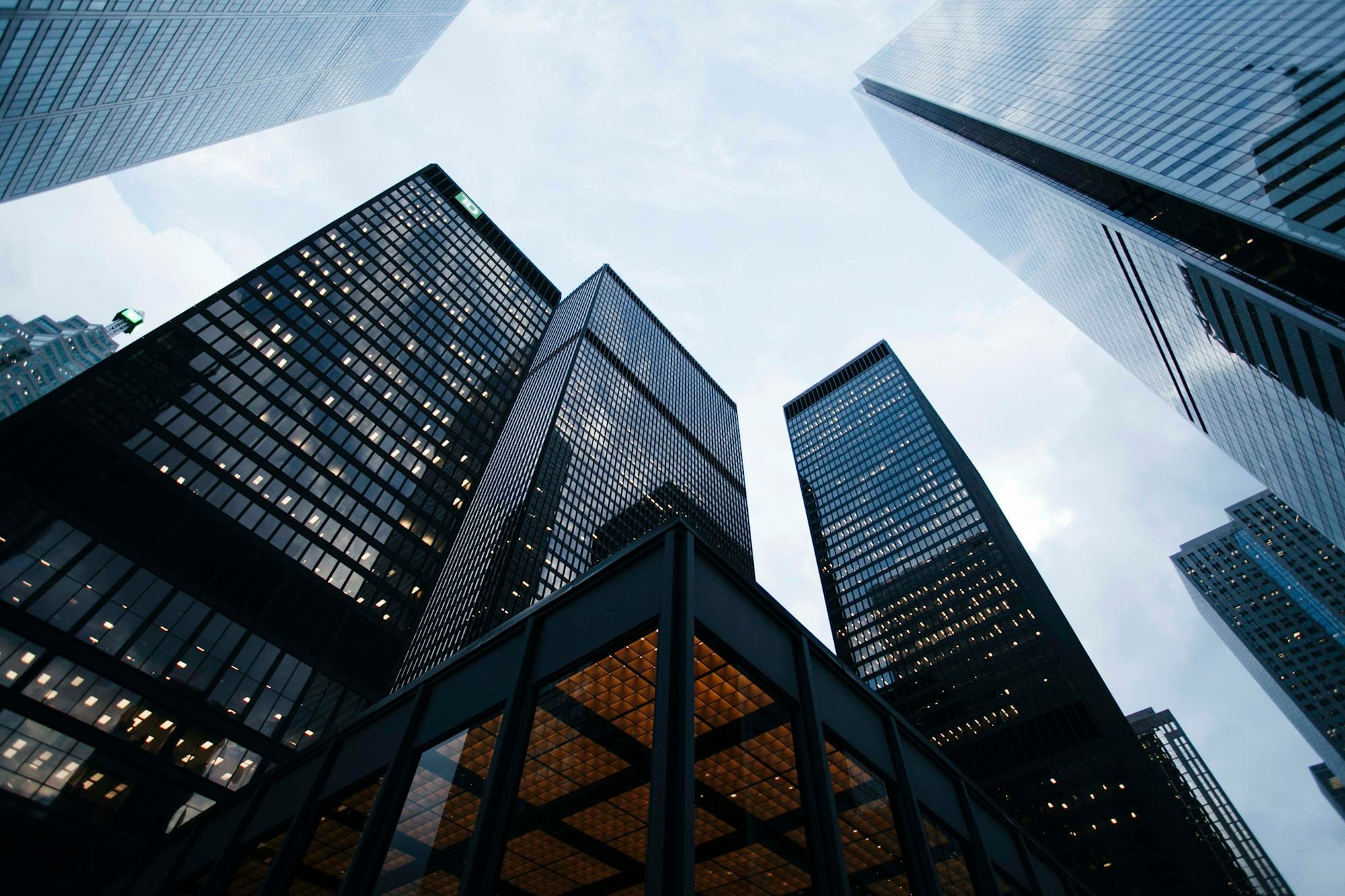 Office tower facade in afternoon light