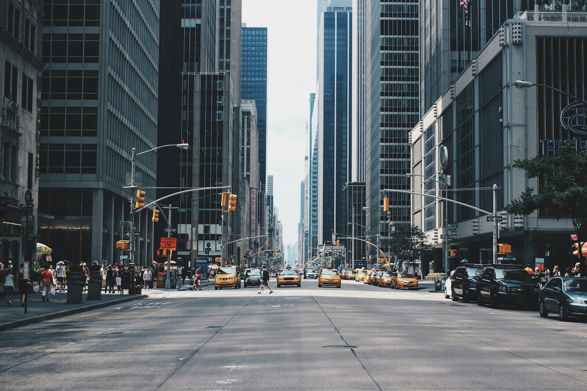 Downtown towers from street level